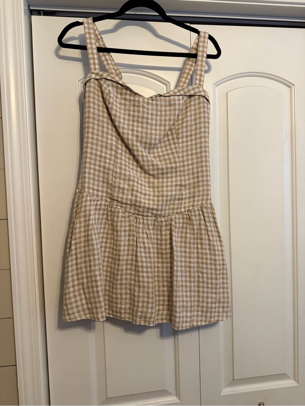 Abercrombie & Fitch Beige and White Gingham Cowl Sundress